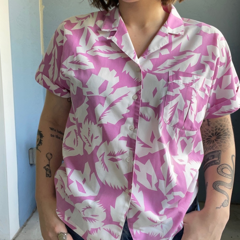 90s Pink & White Button Down